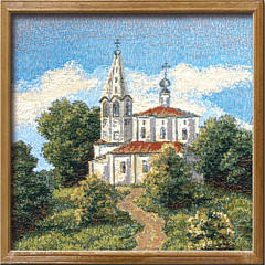 Гобеленовая картина в багете «Белокаменная церковь»
