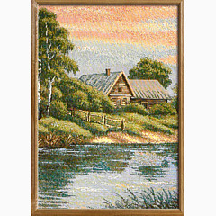 Гобеленовая картина в багете «Домик на берегу»